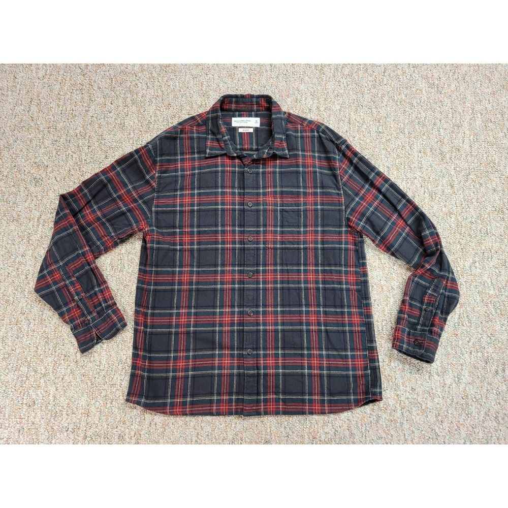 Abercrombie & Fitch Shirt Mens Medium Multi‎ Plaid Soft AF Flannel Relaxed Fit